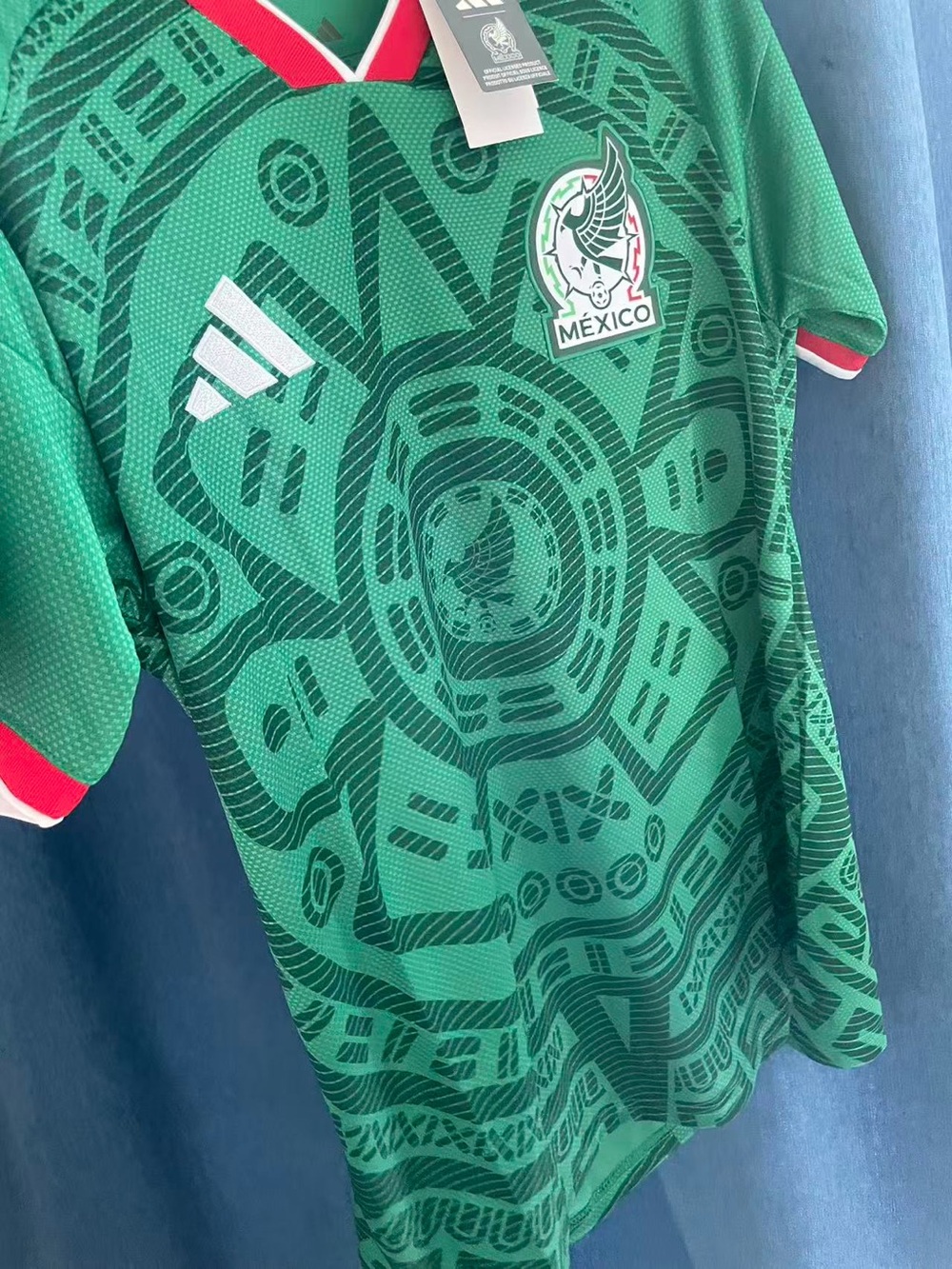 adidas Mexico Green Soccer Jersey with Red & White Accents - Picture 3 of 8